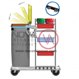 Kat Temizlik Arabası Torbalı Kapaklı Plastik 